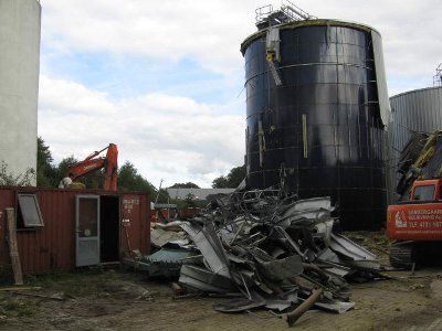 Nedrivning af biogas anlg i Helsingr